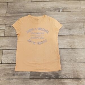 ZADIG & VOLTAIRE cotton modal peach walk blazon Art Is Truth graphic T-shirt